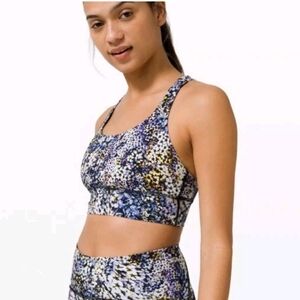 LULULEMON FLORAL ENERGY LONGLINE STRAPPY BACK SPORTS BRA WOMENS 10